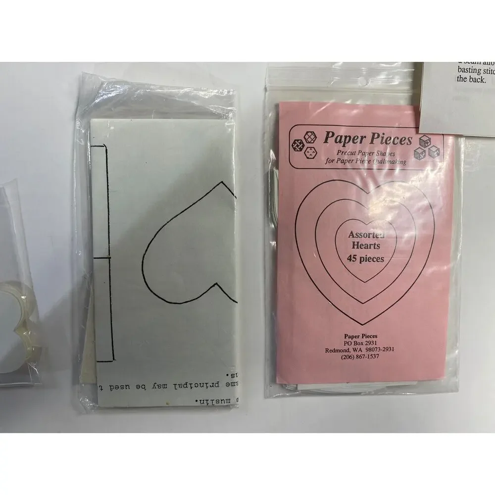 Loving Pieces Quilt Booklet Pattern Pieces Heart Kit Plastic Quilting Templates